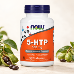 NOW Foods 5‑HTP 100 מ״ג | 120 כמוסות צמחיות נגד דיכאון ולמצב רוח טוב יותר